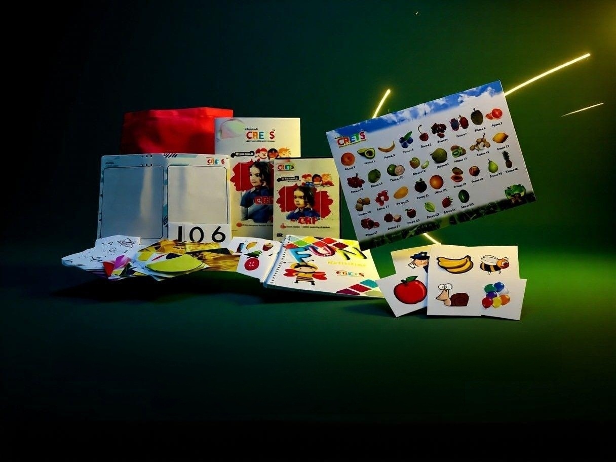 CRETS workbook, flash cards, learning screen and activity materials