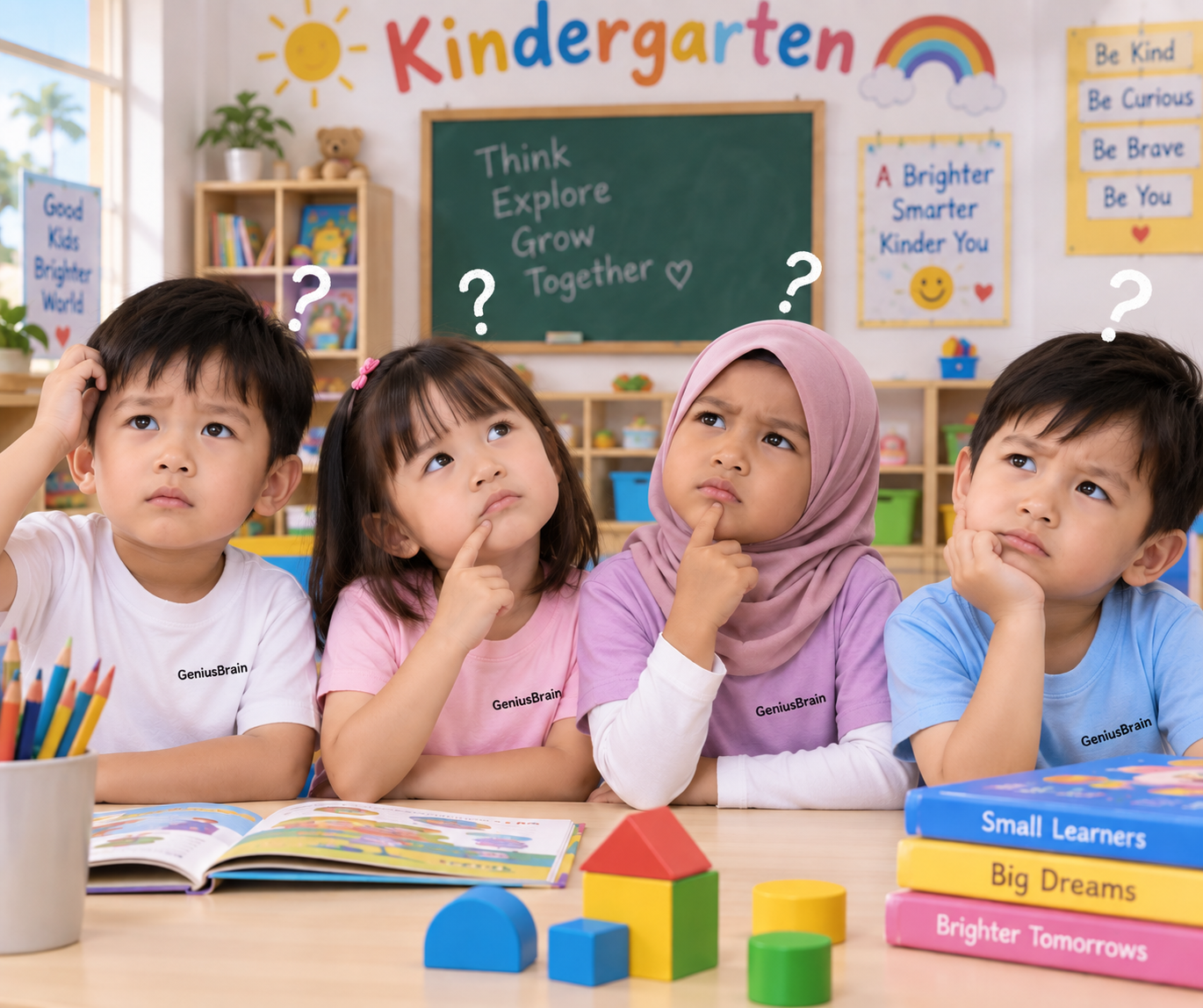 Children feeling confused when facing an unfamiliar challenge